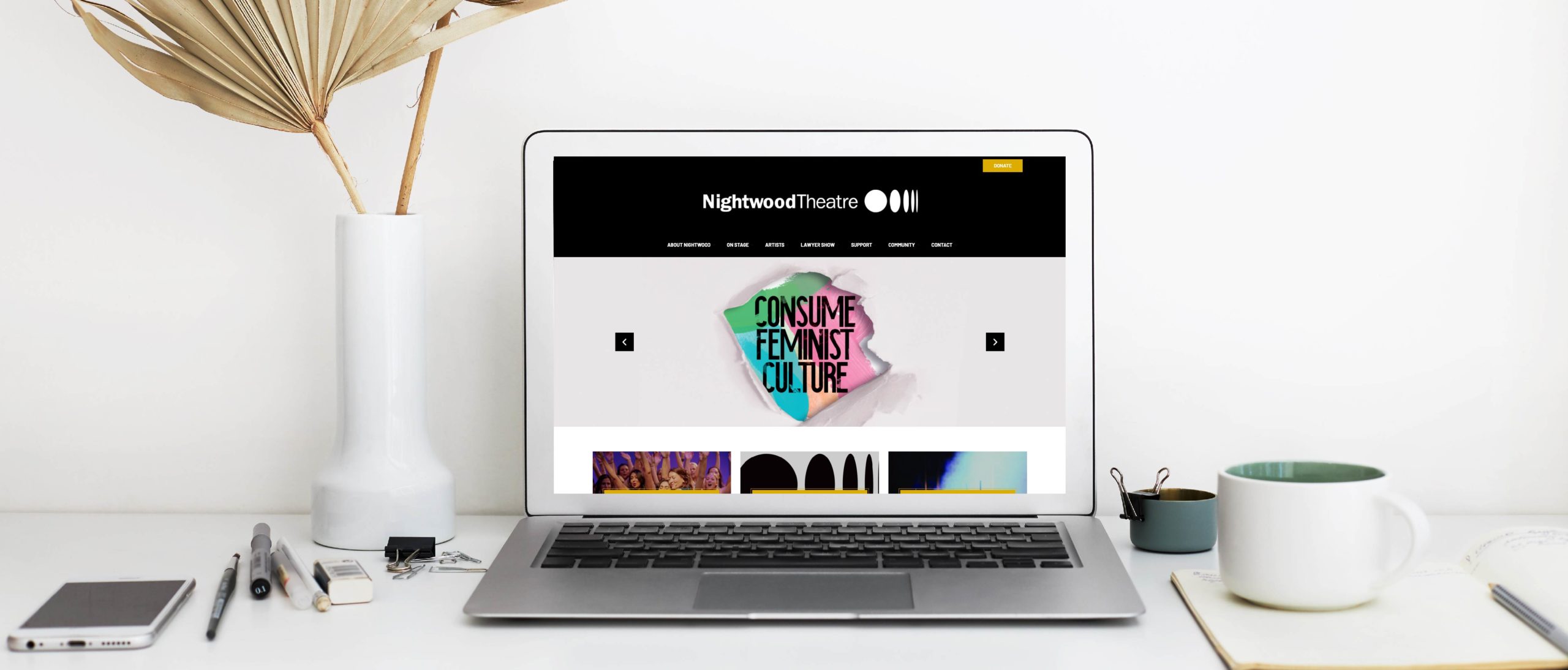 Nightwood Theatre website on laptop